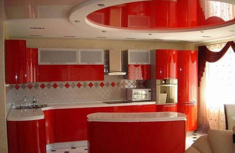 Потолок из гипсокартона на кухне: дизайн, фото