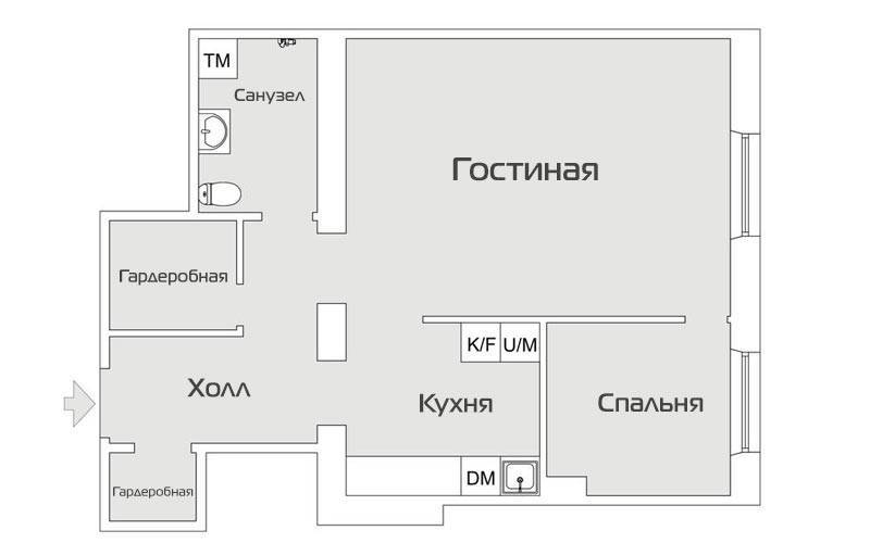 Дизайн квартиры 46 кв. м. с изолированной спальней