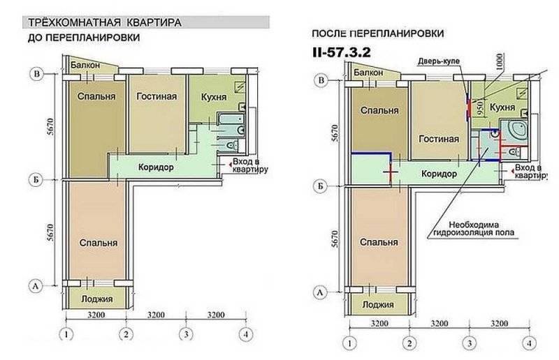 Уютная перепланировка 3х-комнатной хрущевки 54 кв м