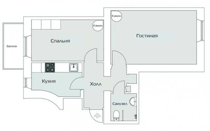 Дизайн квартиры 46 кв. м. с изолированной спальней